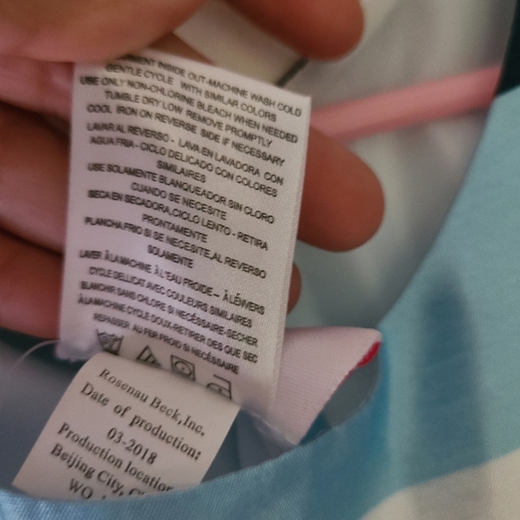 NWT REINA dress white, blue striped - Picture 7 of 7